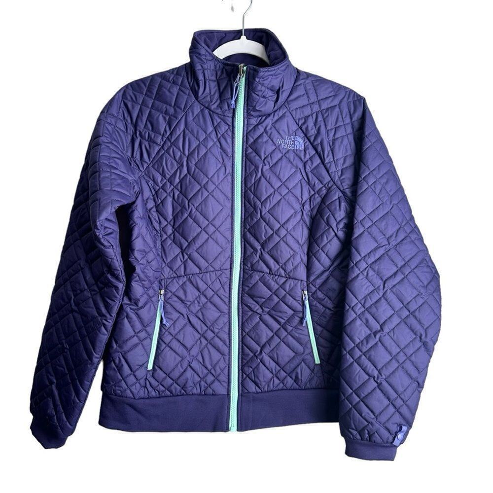 The North Face Quilted Bomber Jacket‎ Women's S Purple /Aqua Full Zip Pockets
